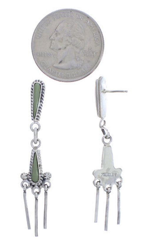 Turquoise And Genuine Sterling Silver Post Dangle Earrings EX31292