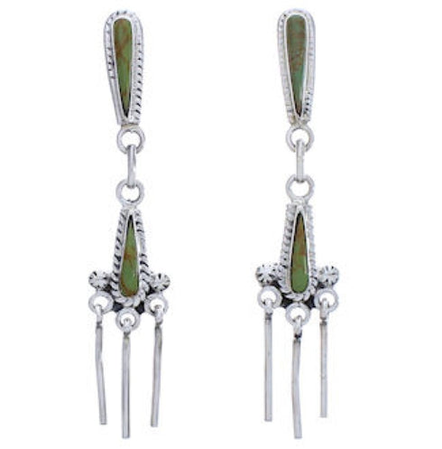 Southwestern Turquoise Sterling Silver Post Dangle Earrings EX31293