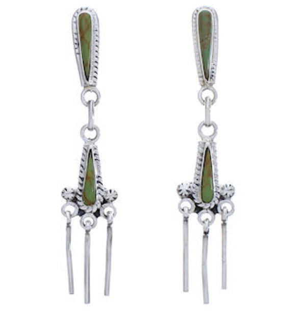 Southwestern Turquoise Sterling Silver Post Dangle Earrings EX31293