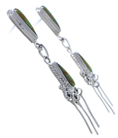 Southwestern Turquoise Sterling Silver Post Dangle Earrings EX31293