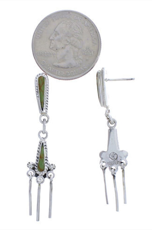 Southwestern Turquoise Sterling Silver Post Dangle Earrings EX31293