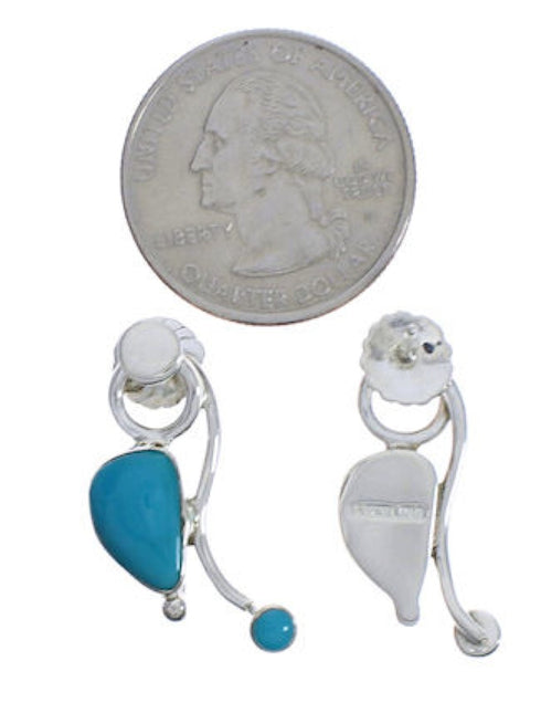 Turquoise And Sterling Silver Southwestern Post Earrings EX31294