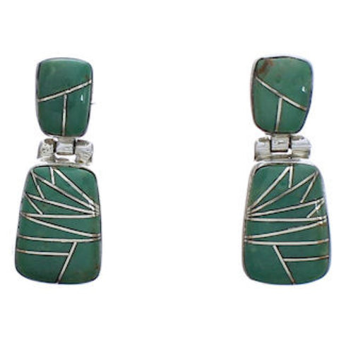 Sterling Silver And Turquoise Post Dangle Earrings EX31304