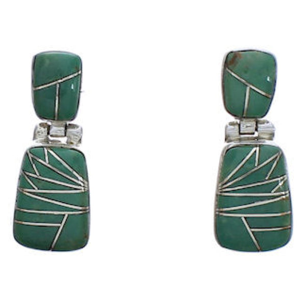 Sterling Silver And Turquoise Post Dangle Earrings EX31304