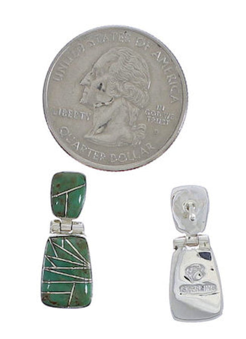 Genuine Sterling Silver Turquoise Inlay Post Dangle Earrings EX31305