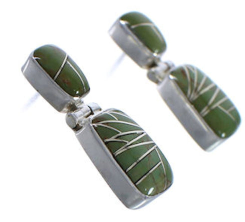Southwest Sterling Silver And Turquoise Post Dangle Earrings EX31306
