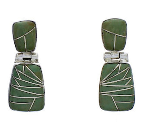 Turquoise Southwest Sterling Silver Post Dangle Earrings EX31307