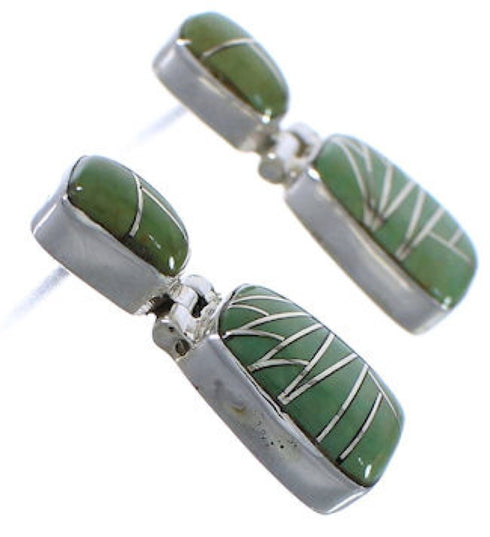 Turquoise Southwest Sterling Silver Post Dangle Earrings EX31307