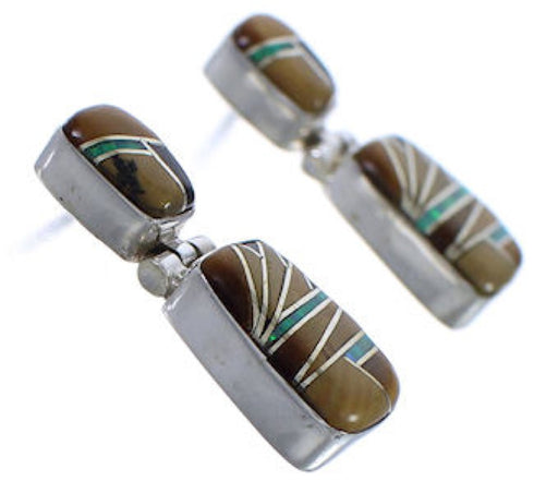 Tiger Eye And Multicolor Southwest Post Dangle Earrings EX31309