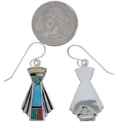 Multicolor Inlay And Sterling Silver Hook Dangle Earrings EX31365