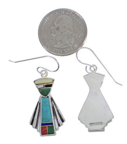 Southwestern Multicolor And Silver Hook Dangle Earrings EX31368