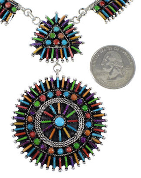 Silver Jewelry Turquoise Multicolor Link Necklace Set HS28583