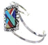 Southwest Multicolor Inlay Silver Cuff Bracelet EX29354