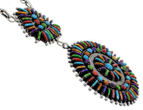 Turquoise Multicolor Link Necklace Earrings Jewelry Set NS34987