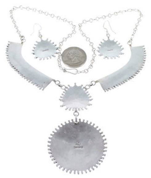 Turquoise Multicolor Link Necklace Earrings Jewelry Set NS34987