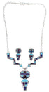 Turquoise Multicolor Sun Arrow Link Necklace Earrings Set HS28522