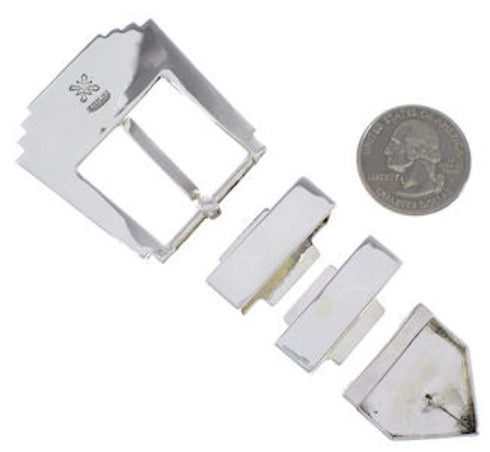 Sterling Silver Turquoise Multi Color Inlay Ranger Belt Buckle RS39300