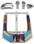 Turquoise Multicolor Inlay Sterling Silver Ranger Belt Buckle RS39320