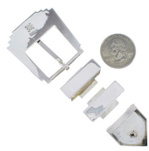 Sterling Silver Mother Of Pearl Black Inlay Ranger Belt Buckle RS39304