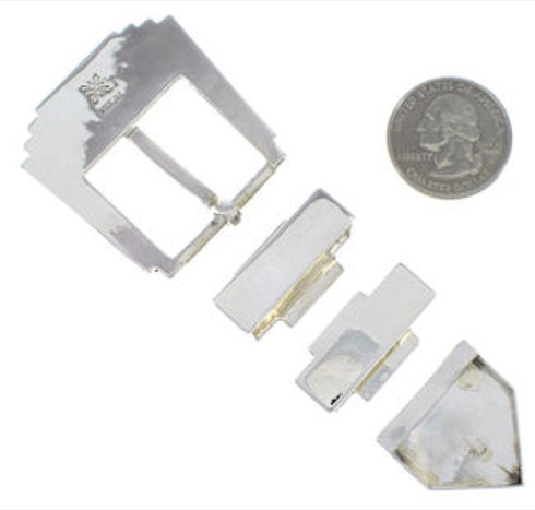 Sterling Silver Mother Of Pearl Black Ranger Belt Buckle RS39310
