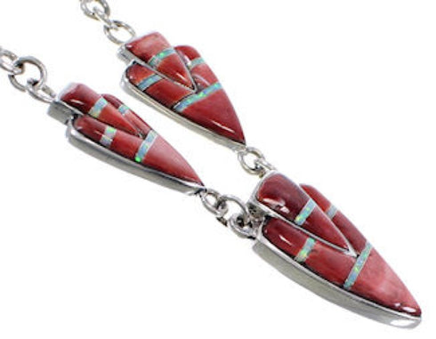 Red Oyster Shell Opal Link Necklace Earrings Jewelry Set RS34208