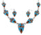 Multicolor Inlay Sterling Silver Link Necklace Earrings Set NS41224