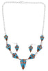 Multicolor Inlay Sterling Silver Link Necklace Earrings Set NS41224