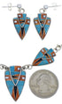 Multicolor Inlay Sterling Silver Link Necklace Earrings Set NS41224