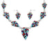 Sterling Silver Multicolor Link Necklace Earrings Jewelry Set RS34215