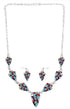 Sterling Silver Multicolor Link Necklace Earrings Jewelry Set RS34215