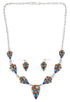 Mother Of Pearl Multicolor Sterling Silver Link Necklace Set NS41223