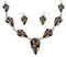 Silver Tiger Eye Multicolor Link Necklace Earrings Jewelry Set NS41225