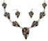 Silver Tiger Eye Multicolor Link Necklace Earrings Jewelry Set NS41225
