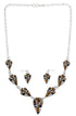 Silver Tiger Eye Multicolor Link Necklace Earrings Jewelry Set NS41225
