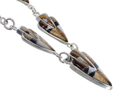 Silver Tiger Eye Multicolor Link Necklace Earrings Jewelry Set NS41225