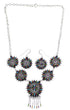 Turquoise Multicolor Sterling Silver Link Necklace Set NS28678