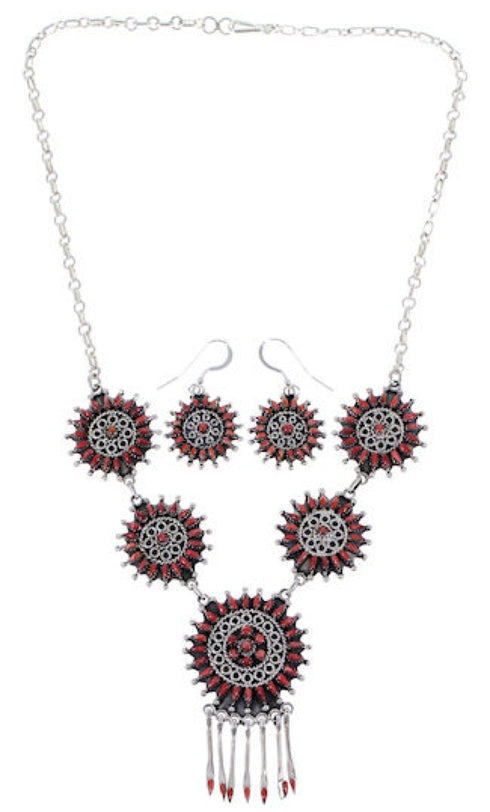 Sterling Silver Jewelry Red Oyster Shell Link Necklace Set NS34934