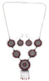 Sterling Silver Jewelry Red Oyster Shell Link Necklace Set NS34934