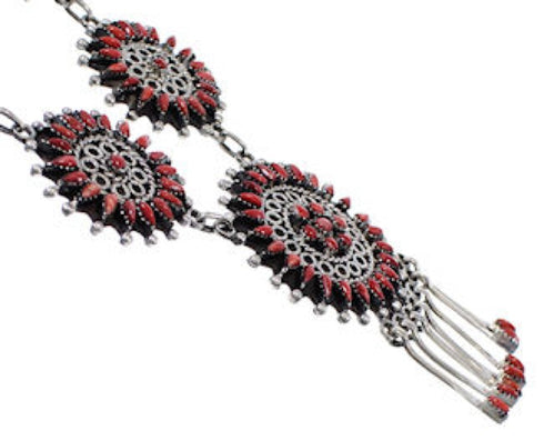 Sterling Silver Jewelry Red Oyster Shell Link Necklace Set NS34934