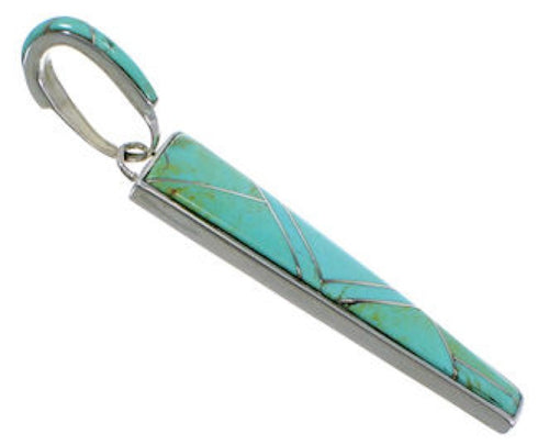 Genuine Sterling Silver And Turquoise Inlay Pendant Jewelry PX29729