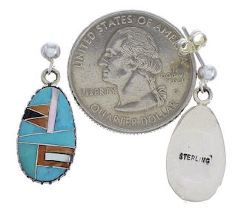 Southwest Multicolor Silver Post Dangle Earrings FX31561