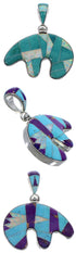 Multicolor Reversible Sterling Silver Whiterock Bear Pendant AS46128