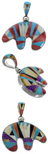 Turquoise Multicolor Reversible Silver Whiterock Bear Pendant AS33465