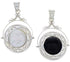 Mother of Pearl Jet Reversible Silver Slide Southwest Pendant IS59764