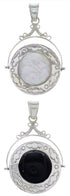 Mother of Pearl Jet Reversible Silver Slide Southwest Pendant IS59764