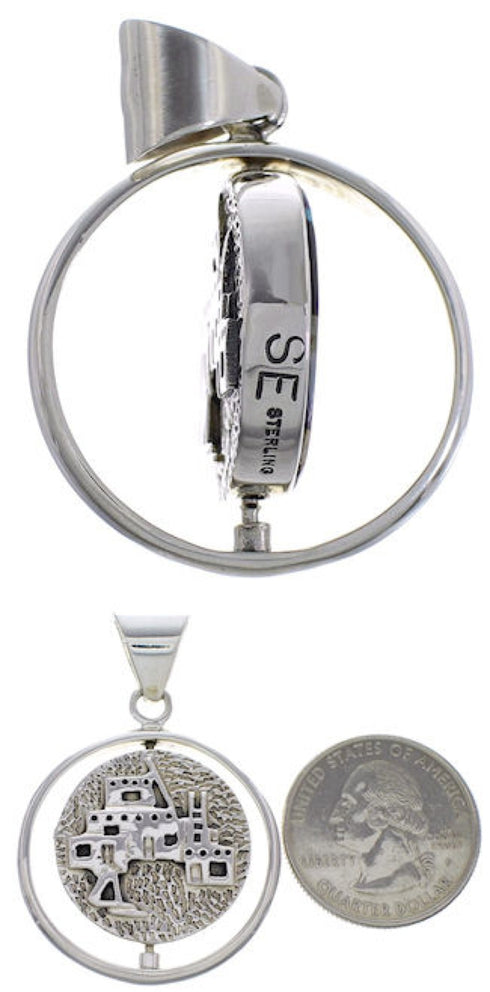 Multistone Native American Design Silver Reversible Pendant RS41509