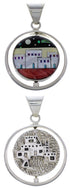 Native American Design Multicolor Silver Reversible Pendant RS41519