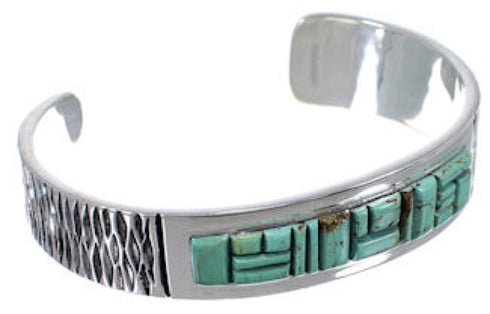Southwest Turquoise Genuine Sterling Silver Cuff Bracelet CX49917