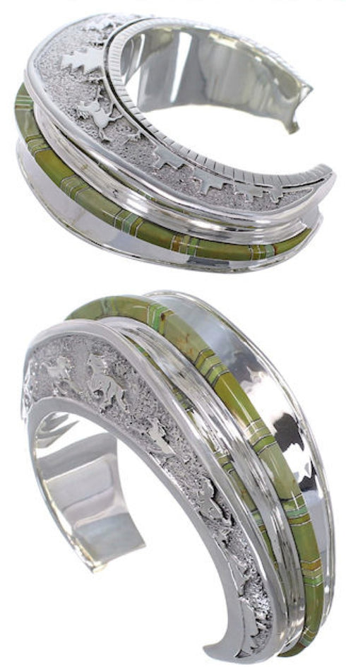 Southwest Horse Sterling Silver Turquoise Cuff Bracelet CX49919