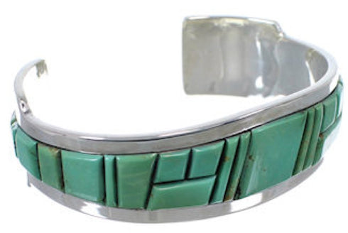 Sterling Silver Turquoise Inlay Southwestern Cuff Bracelet CX49923